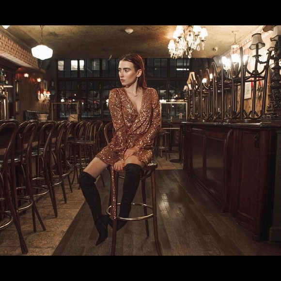 NWT rose gold SEQUIN NBD MINI DRESS - Picture 12 of 15